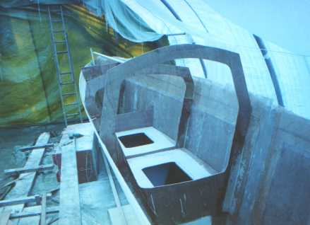 top view hull showing bulkheads and bunks