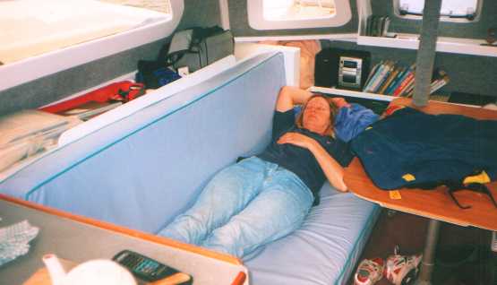 sleeping in saloon