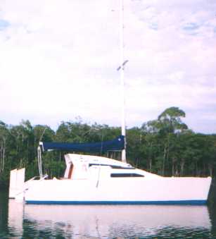 Gypsy at anchor, side view