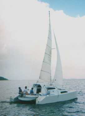 Gypsy under sail off the Great Barrier Reef