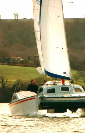 bow shot of Gypsy under sail