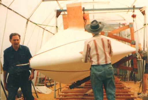Turning a hull over