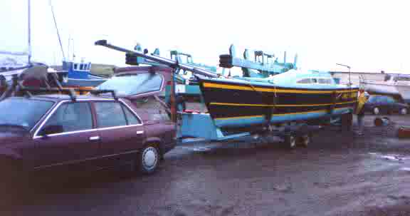 Merlin on a trailer