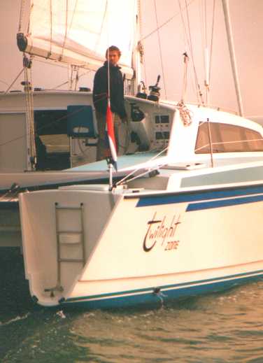 Nimbus sailing from aft