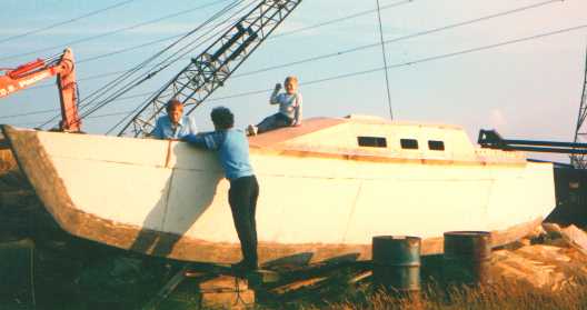 Hull outside, right way up and decks fitted